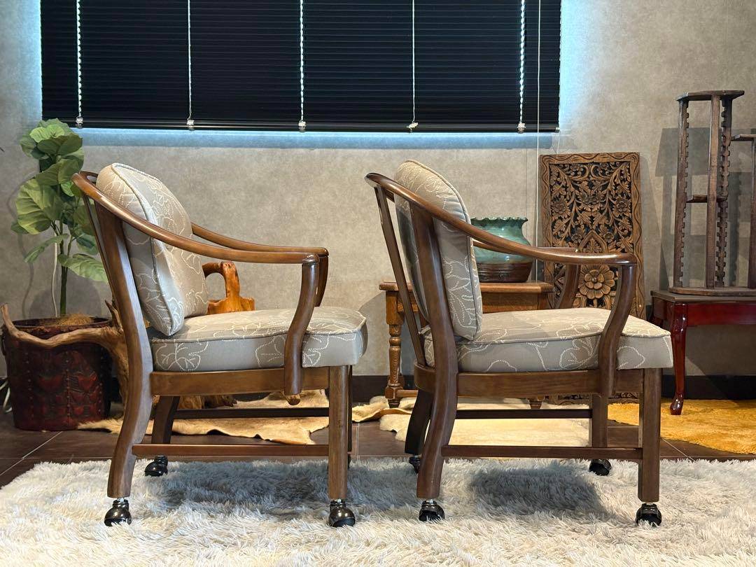 ①カリモク　karimoku アームチェア　アンティーク　ヴィンテージ