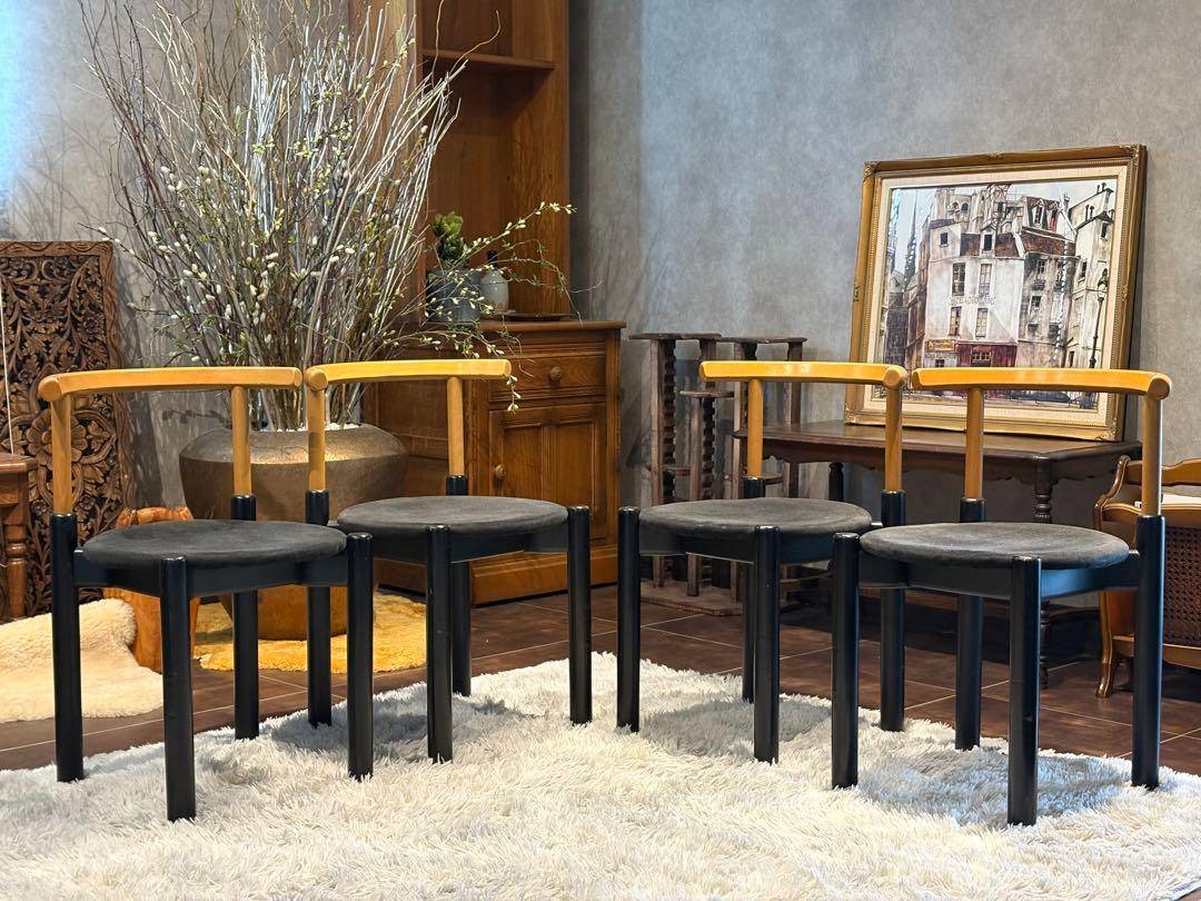 北欧　レトロ　ビンテージチェア　ラウンドチェア　4脚セット　nZ