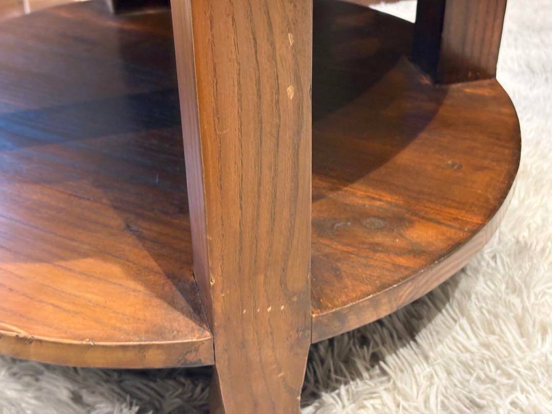 無垢材　アンティーク　コンソール　円形　サイドテーブル　ナイトテーブル　SG