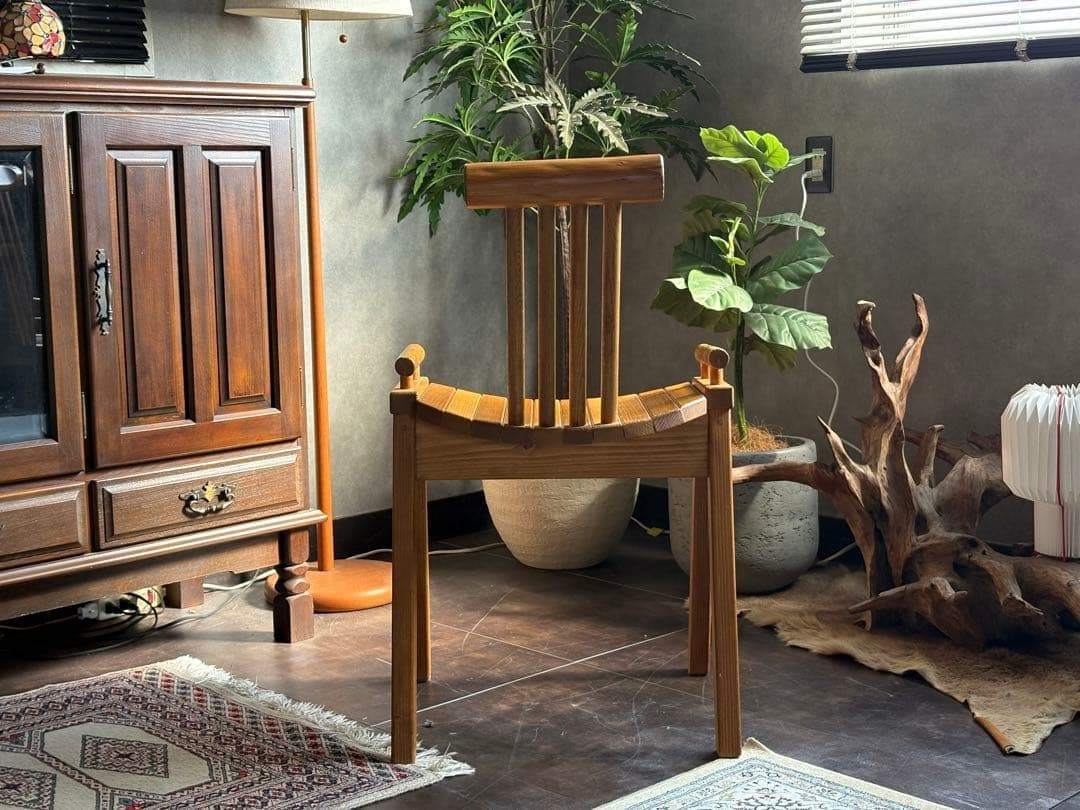 希少　デザイン家具　スポークチェア　木製チェア　個性的　店舗什器　椅子　IK