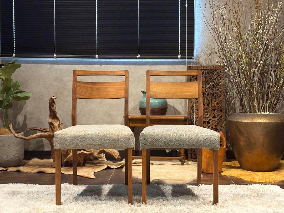 シンプル　モダン　ビンテージ　ウォールナット　ダイニングチェア　4脚セット　H
