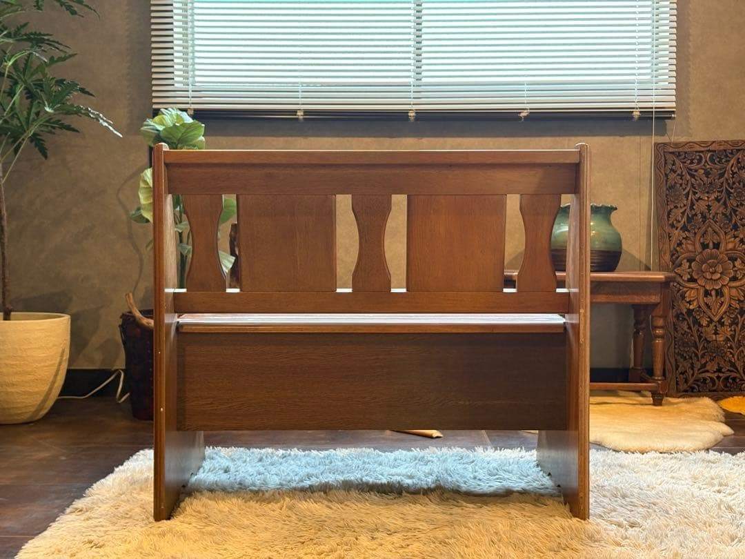 ヴィンテージ　カントリー　ベンチ　ウッドベンチ　収納ベンチ　2人用