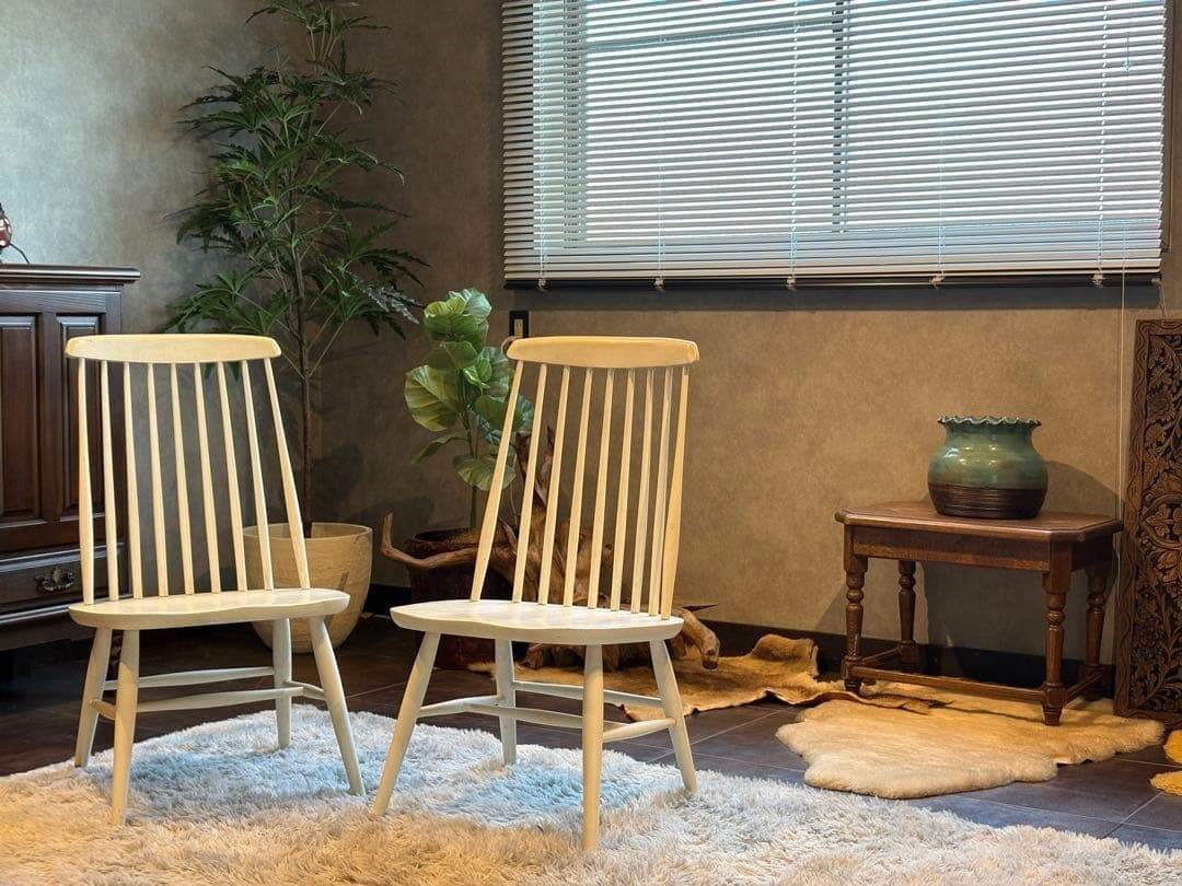 ①太平 ウィンザーチェア　ホワイト　ゴールドスミスチェア　2脚セット　IZ