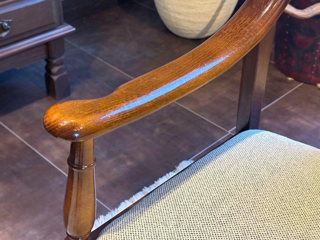 ①　リメイク品　尾州生地　ホワイト座面　カリモク　コロニアル　アームソファ　N