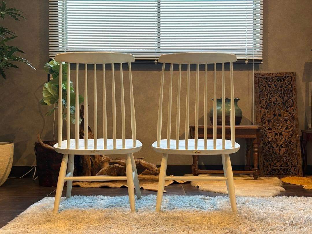 ②太平 ウィンザーチェア　ホワイト　ゴールドスミスチェア　2脚セット　IZ