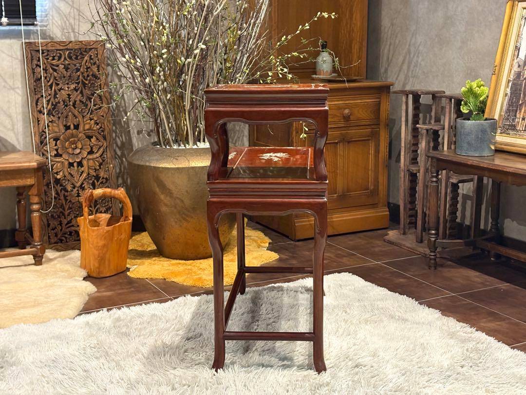 希少　螺鈿細工　螺鈿家具　サイドテーブル　古美術　アンティーク　SZ