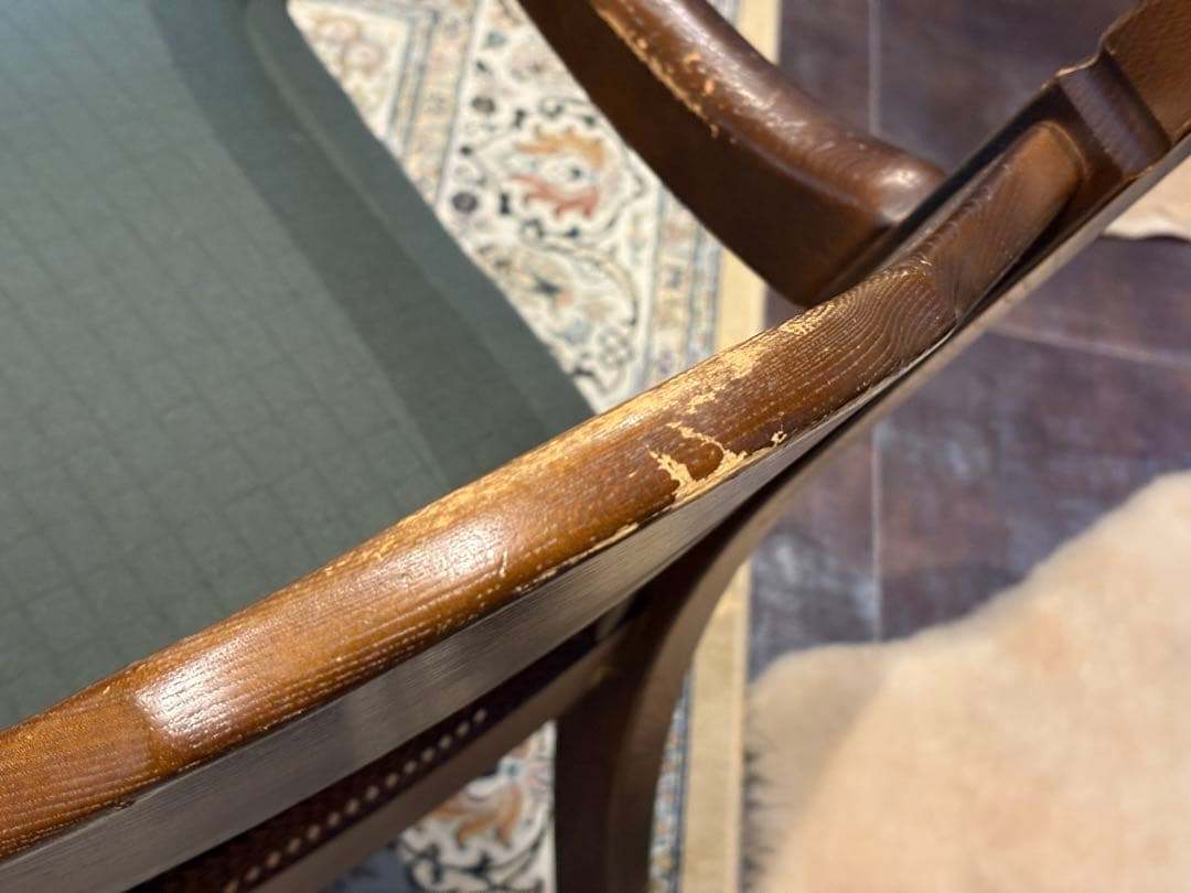 ①飛騨産業 キツツキマーク アームチェア ダイニングチェア リメイク IZ