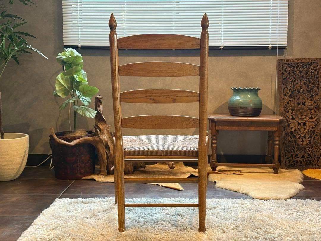 ①　アンティーク　ヴィンテージ　オリバー　ラッシュシート　ハイバックチェア　GZ