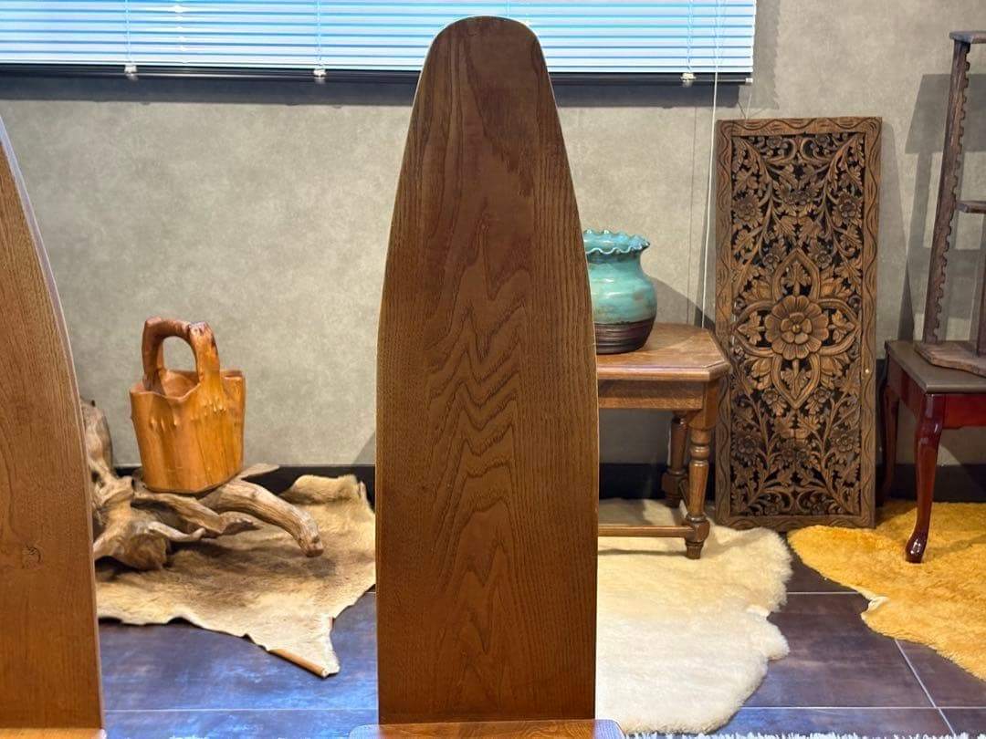 ② 希少　レトロ　無垢材　ヴィンテージ　カフェ　店舗什器　ハイバックチェア　nY