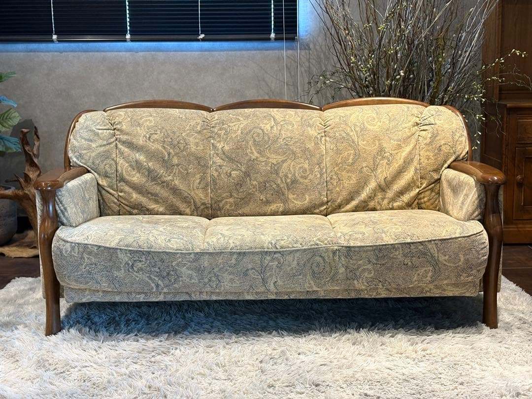 3人掛けソファ 3Pソファ ファブリック生地 アンティーク ビンテージ SZ