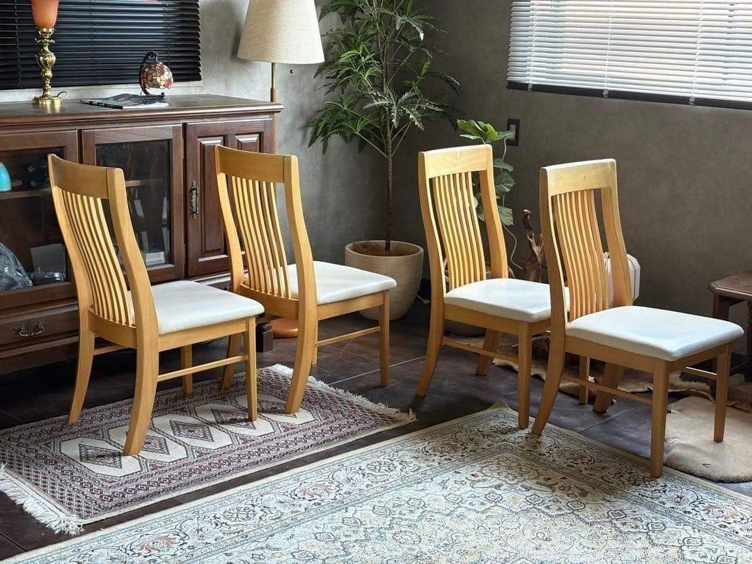 IDC 大塚家具 4脚セット ハイバックチェア モダン ナチュラル nZ