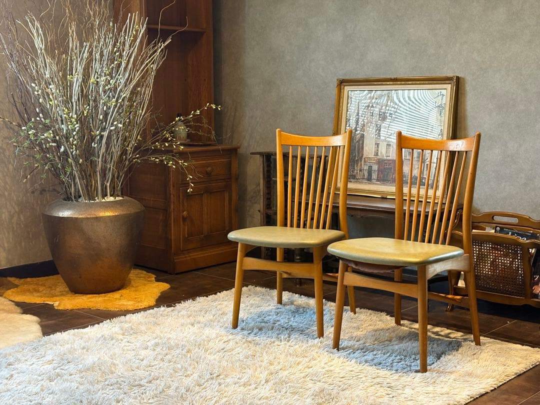 飛騨産業 キツツキマーク ダイニングチェア スポークチェア アンティーク nZ