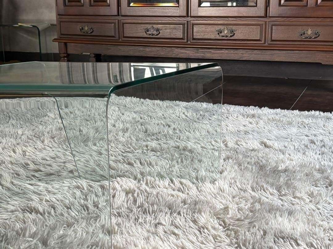 ①ガラステーブル　サイドテーブル　ローテーブル　斜めテーブル　高級家具　IZG