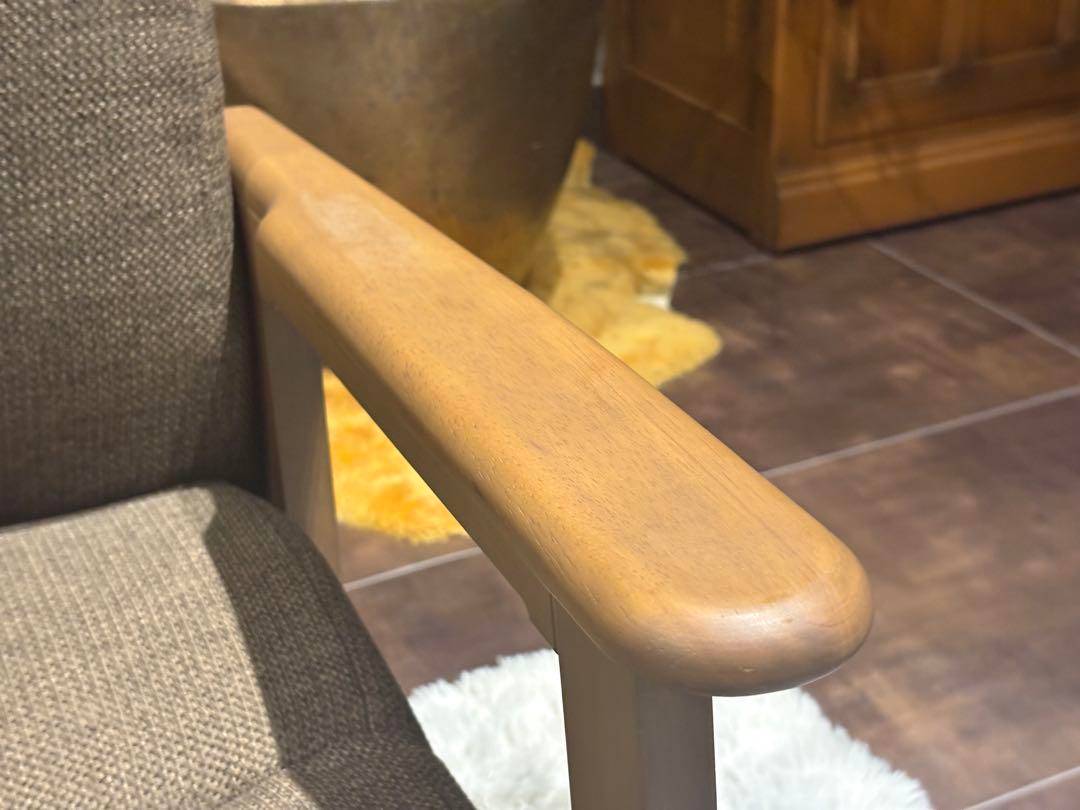 シンプル　ブラウン　ソファ　 一人用　アームソファ　キャスター付　2脚セット　Y