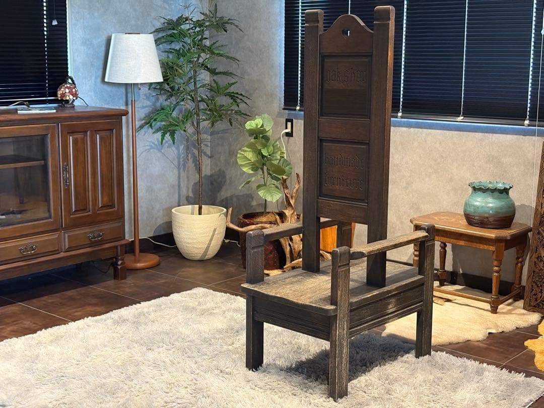 希少　oakshop オークショップ　オーク材　両側ハイバックチェア　英国　nH