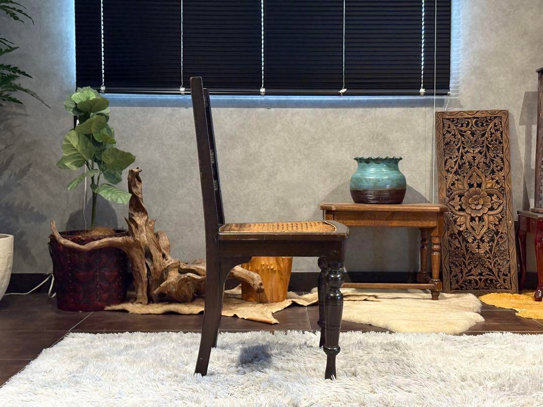 希少　フレンチクラシック　アンティークチェア　ヴィンテージ　無垢材　ラタン　IH