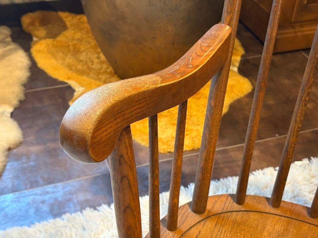 ②飛騨産業 キツツキマーク ロッキングチェア ダイニングチェア ビンテージ nG