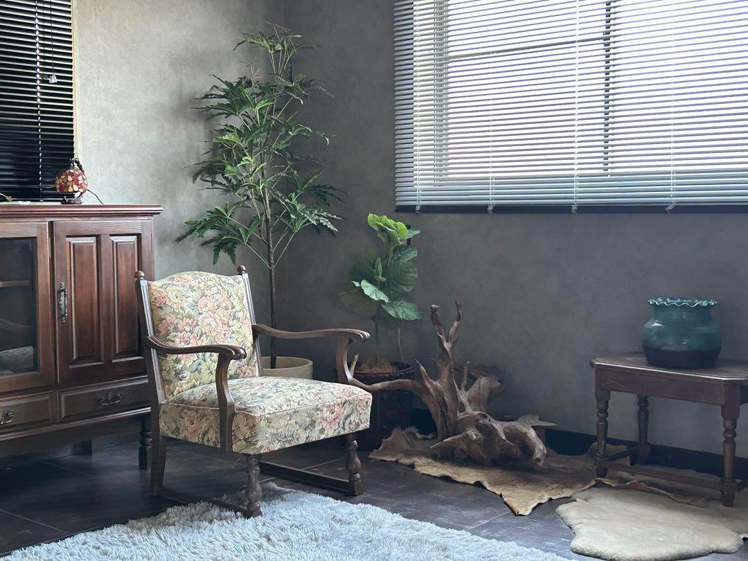 ヴィンテージ　アンティーク　アームチェア　ろくろ調　ソファ　ゴブラン模様