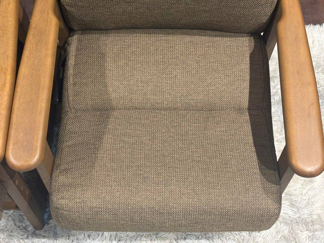 シンプル　ブラウン　ソファ　 一人用　アームソファ　キャスター付　2脚セット　Y