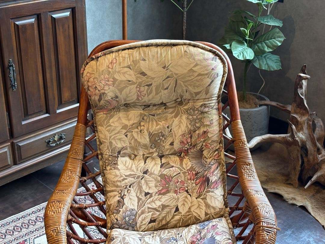 KOIZUMI ラタン回転チェア　リゾートチェア　籐　ソファ　レトロ家具　IG