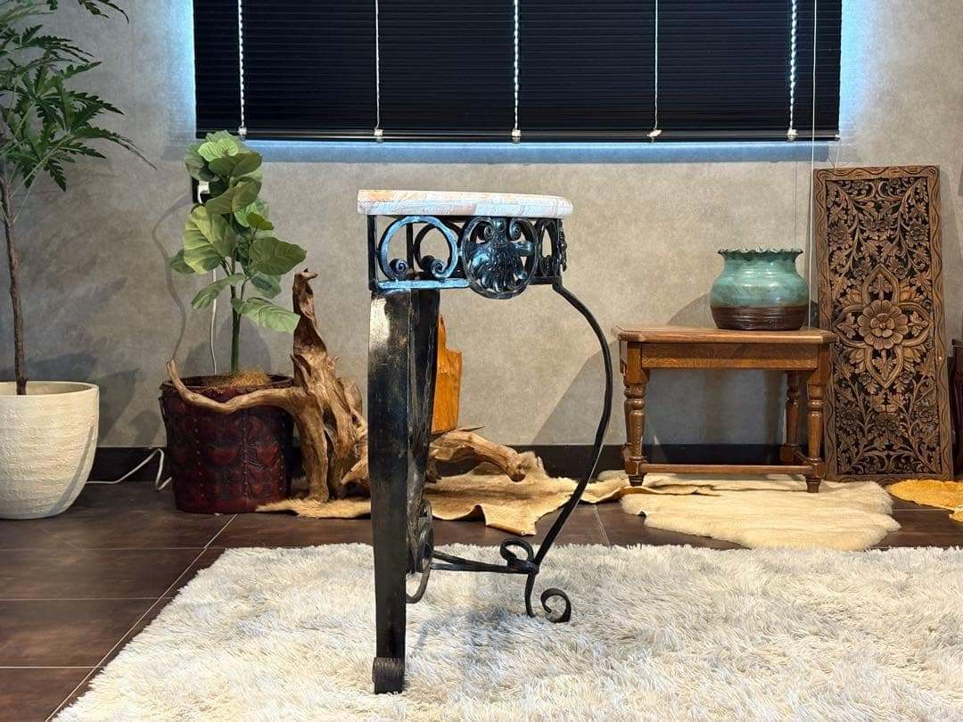 アンティーク　サイドテーブル　大理石　アイアン　コンソール　ビンテージ　SZ