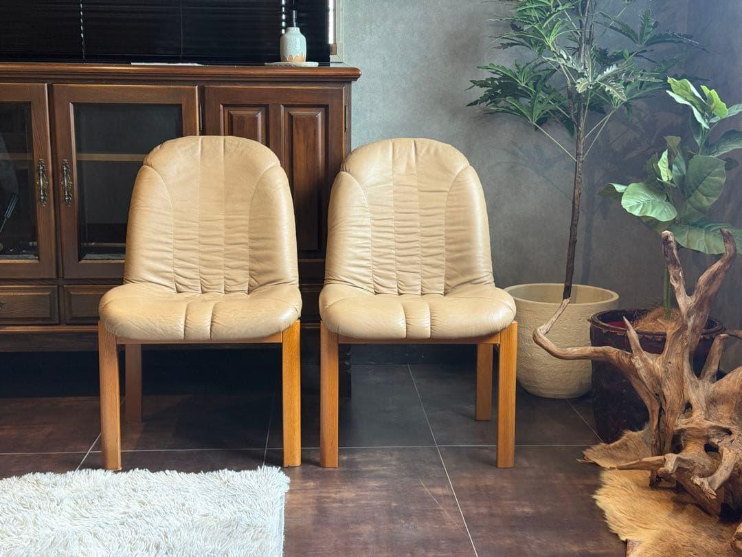 ②FUKURA フクラ　レザー　ヴィンテージ　レトロ　本革　ミッドセンチュリー