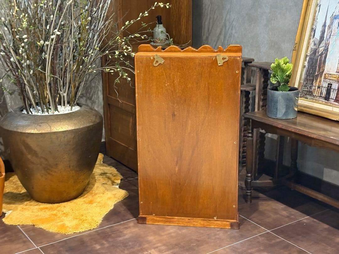 唐木 飾り棚 インテリア アンティーク ビンテージ ミラー 鏡 壁掛け　SZ