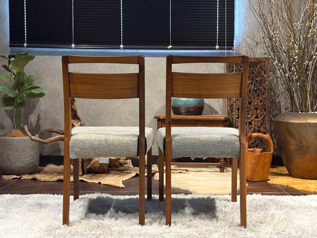 シンプル　モダン　ビンテージ　ウォールナット　ダイニングチェア　4脚セット　H