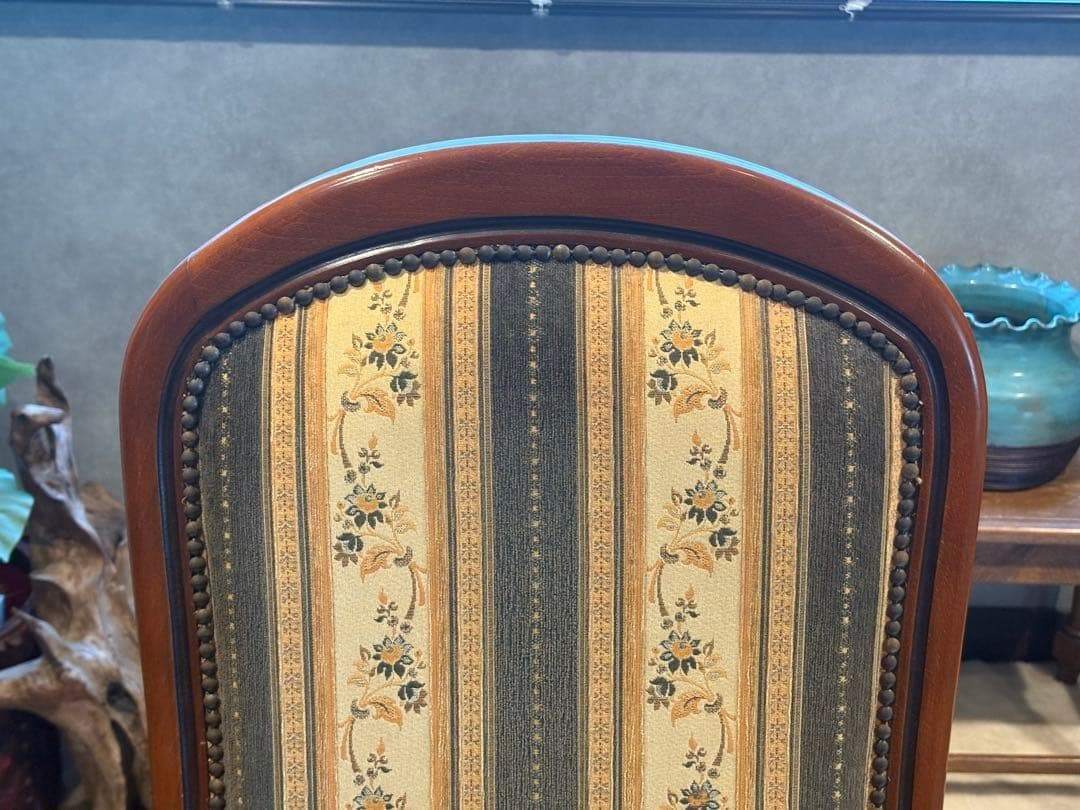 輸入家具　クラシック　ヨーロピアン　ストライプ　ハイバックチェア　アーム　SZ