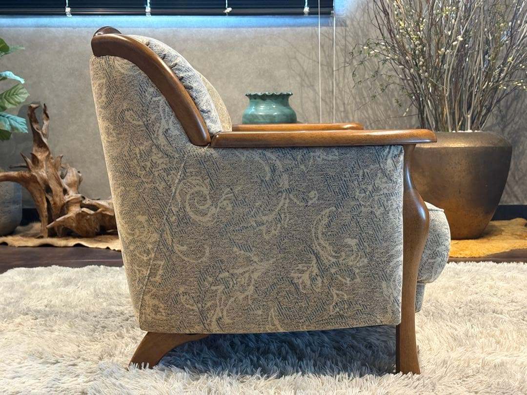 2人掛けソファ 2Pソファ ファブリック生地 アンティーク ビンテージ nZ