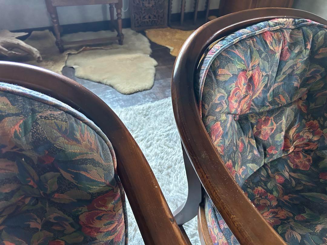 ①カリモク karimoku アームチェア　ヴィンテージチェア　2脚セット　GZ