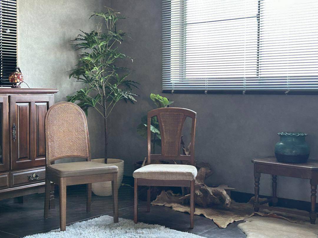 飛騨産業　マルニ木工　ヴィンテージチェア　ラタンバックチェア　2脚セット　H