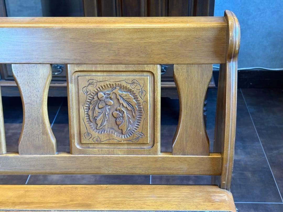 ヴィンテージ　カントリー　ベンチ　ウッドベンチ　収納ベンチ　2人用