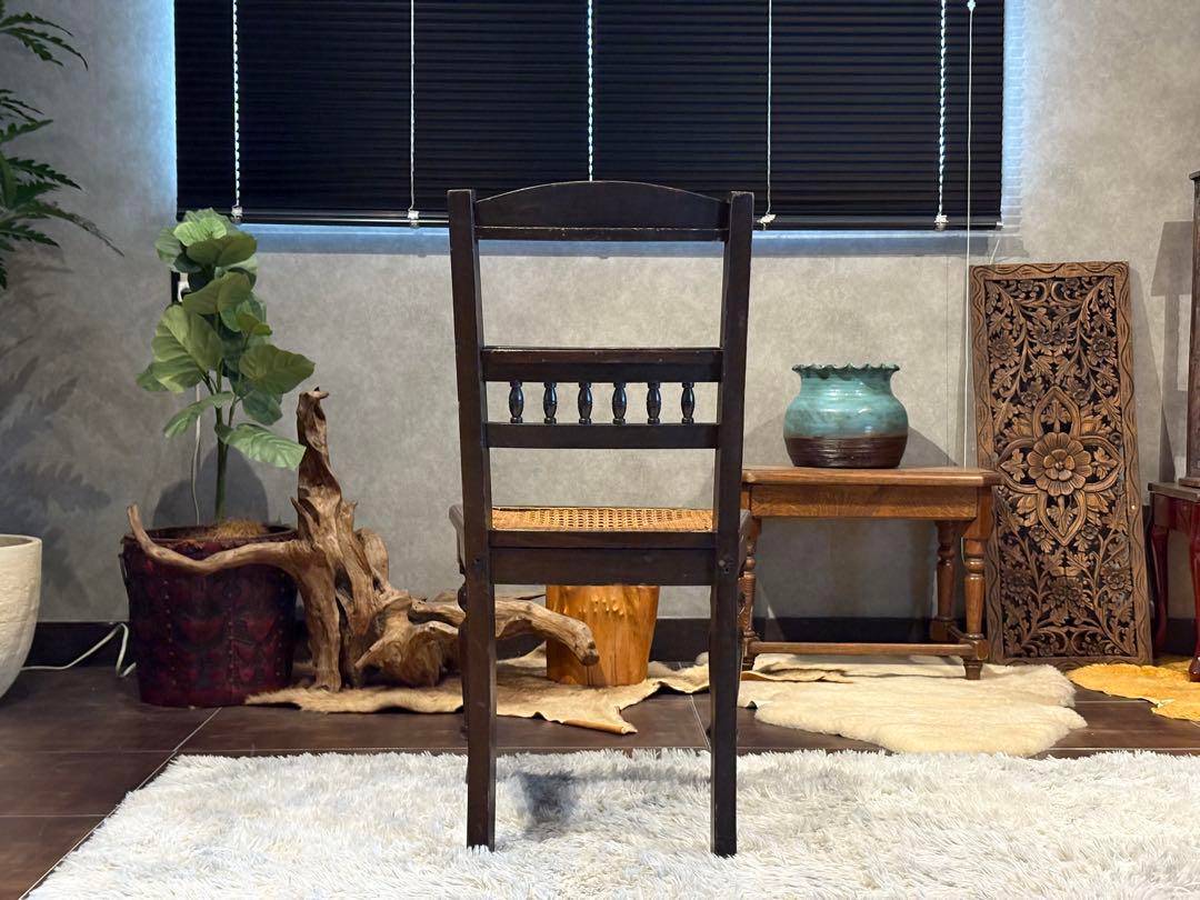 希少　フレンチクラシック　アンティークチェア　ヴィンテージ　無垢材　ラタン　IH