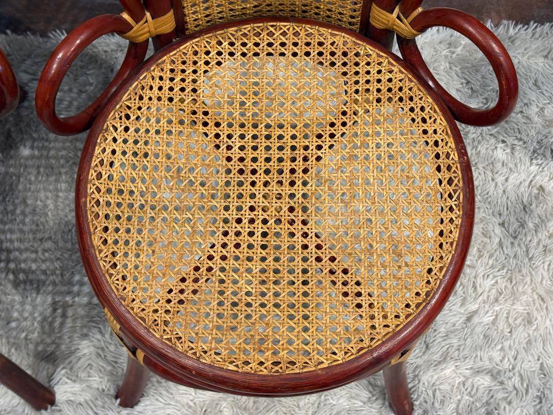 ヴィンテージ　ラタン　籐　ハイバックチェア　カゴメ編み　クラシック　2脚　RZ