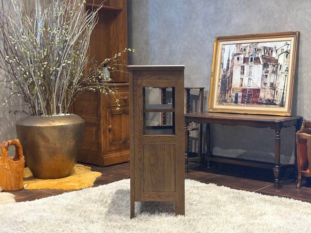 起立木工　キャビネット　電話台　収納　引き出し　ビンテージ　無垢材　IZ