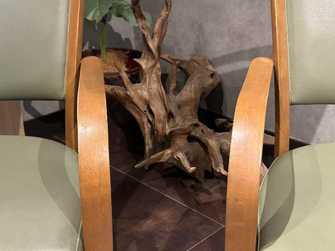 カリモク家具　karimoku アームチェア　グリーンレザー　ヴィンテージ　SZ