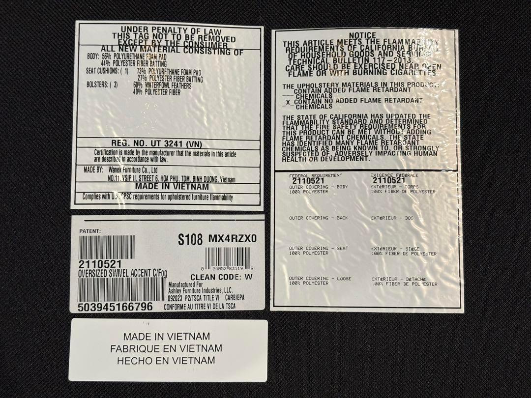 Ashley アシュリー 2人掛けソファ　コーデュロイ調ソファ　アメリカ