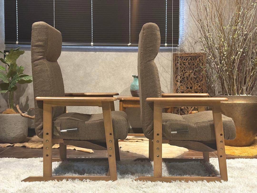 シンプル　ブラウン　ソファ　 一人用　アームソファ　キャスター付　2脚セット　Y