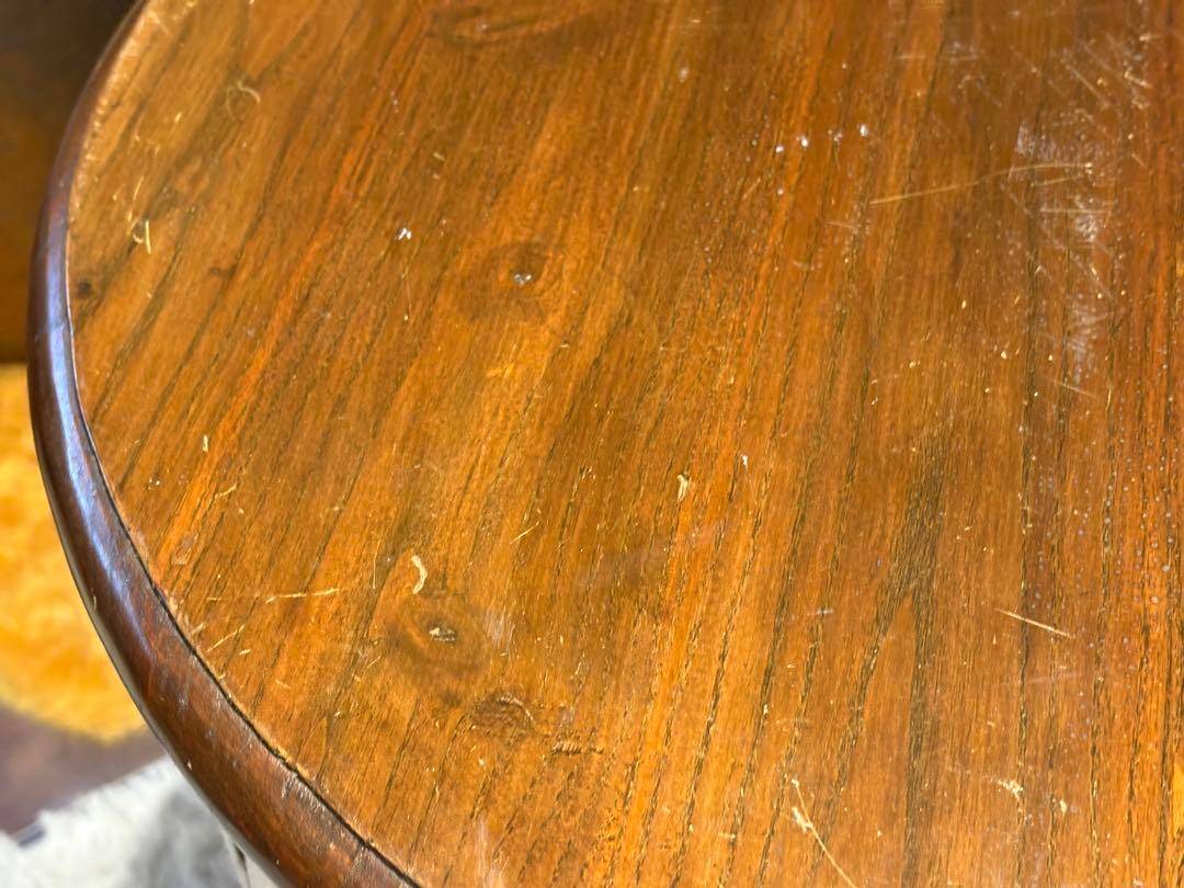 無垢材　アンティーク　コンソール　円形　サイドテーブル　ナイトテーブル　SG