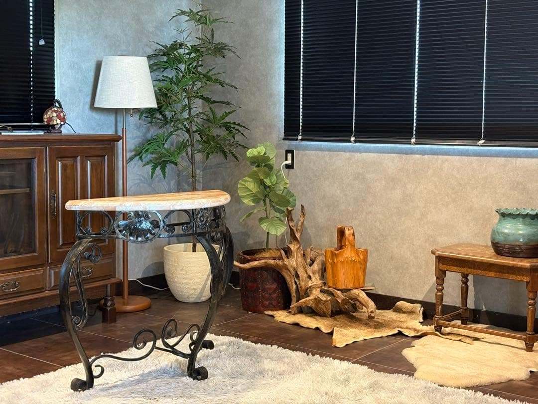 アンティーク　サイドテーブル　大理石　アイアン　コンソール　ビンテージ　SZ