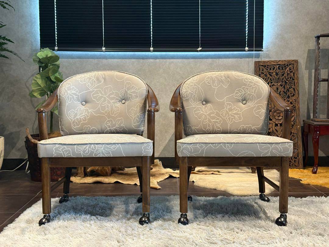 ②カリモク　karimoku アームチェア　アンティーク　ヴィンテージ