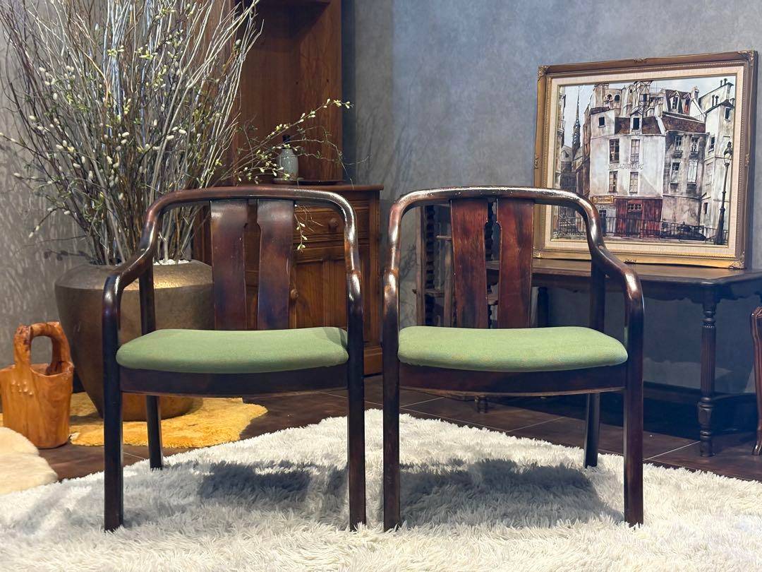 ①karimoku カリモク　アームチェア　ダイニングチェア　アンティーク　IZ