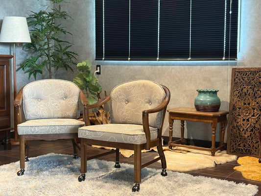 ①カリモク　karimoku アームチェア　アンティーク　ヴィンテージ