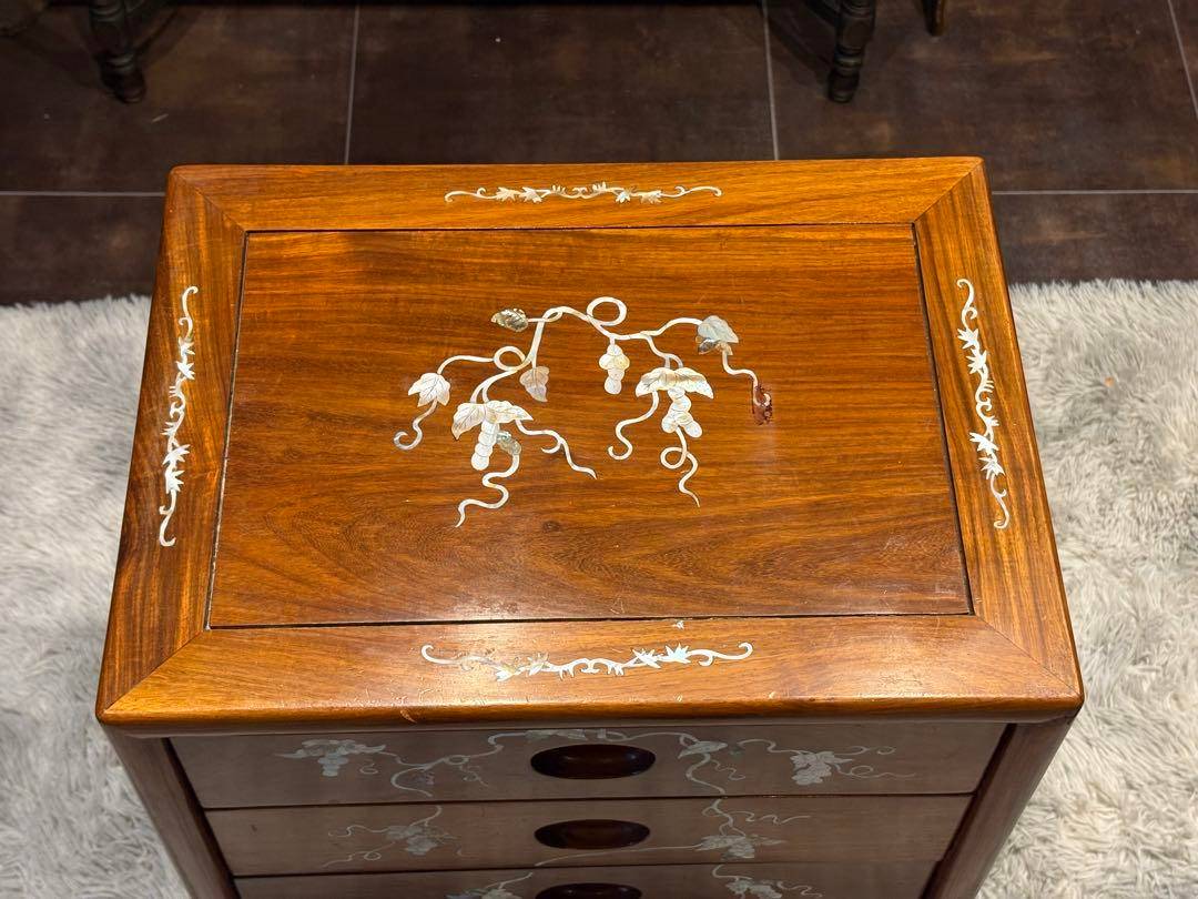 希少　唐木　5段チェスト　螺鈿細工　螺鈿家具　アンティーク 骨董　花梨　GZ