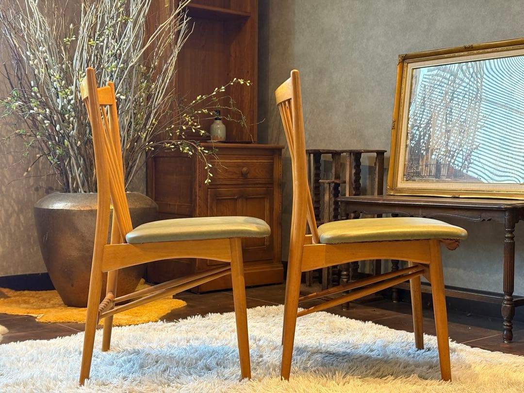 飛騨産業 キツツキマーク ダイニングチェア スポークチェア アンティーク nZ