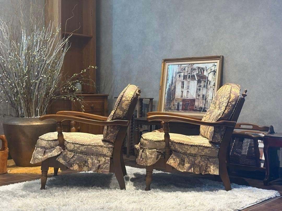 飛騨産業　キツツキ　アームチェア　アームソファ　オットマン　アンティーク　YZ