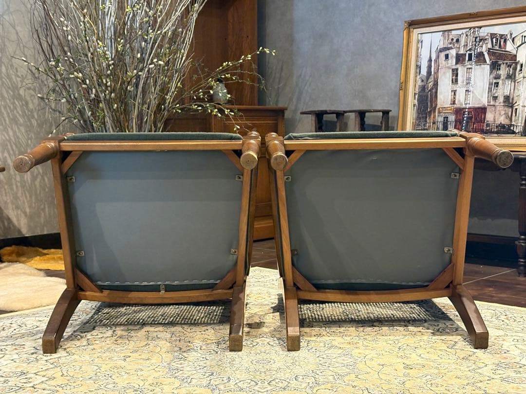 ①飛騨産業 キツツキマーク アームチェア ダイニングチェア リメイク IZ