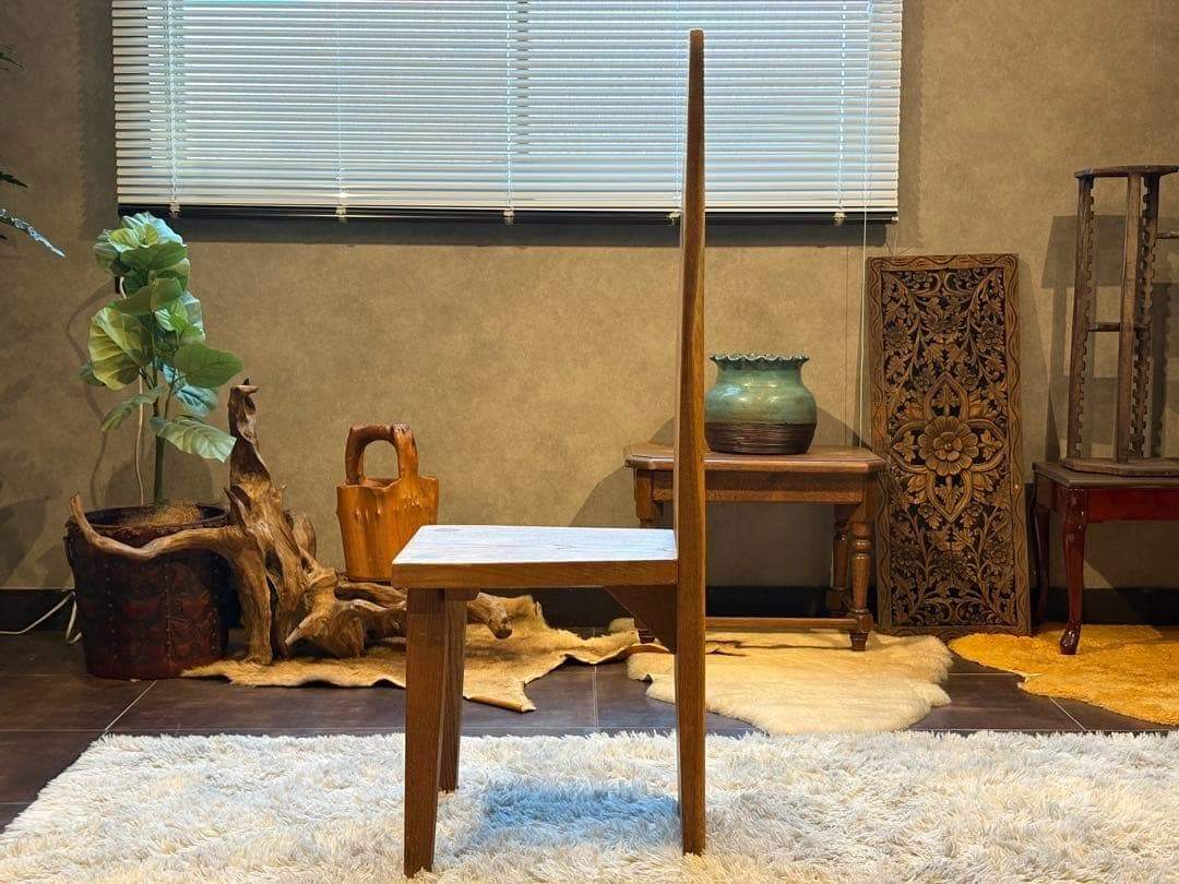 ③ 希少　レトロ　無垢材　ヴィンテージ　カフェ　店舗什器　ハイバックチェア　In