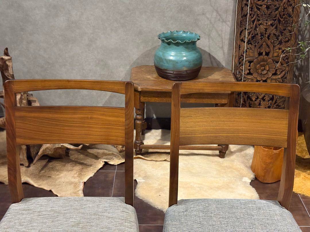 シンプル　モダン　ビンテージ　ウォールナット　ダイニングチェア　4脚セット　H